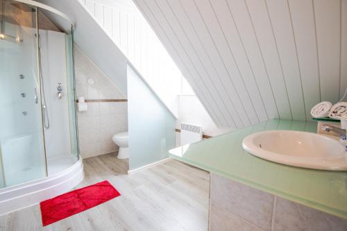 a bathroom with a sink and a shower at L'Inattendue - Villa pour 8pers. in Pocé-sur-Cisse