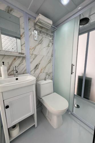a bathroom with a toilet and a sink and a shower at Eco Dom Tent in Vedi