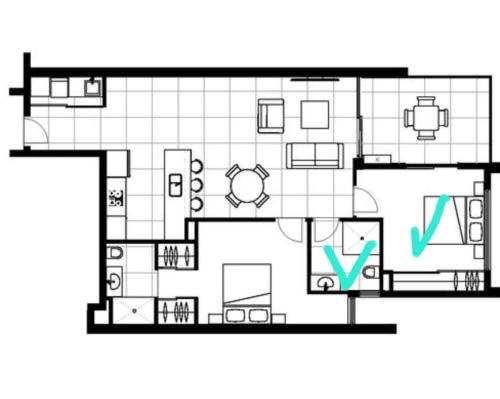 Plan de l'établissement Private Bedroom and Bathroom in a shared Apartment