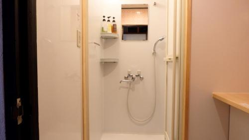 a shower stall in a bathroom with a shower at ONE Miyakojima in Miyako Island