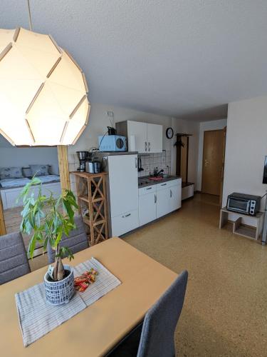 Kuchyň nebo kuchyňský kout v ubytování Ferienwohnung Abendschein
