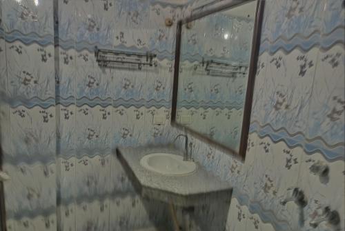 uma casa de banho com um lavatório e um espelho em HOTEL RIZ VARANASI em Varanasi