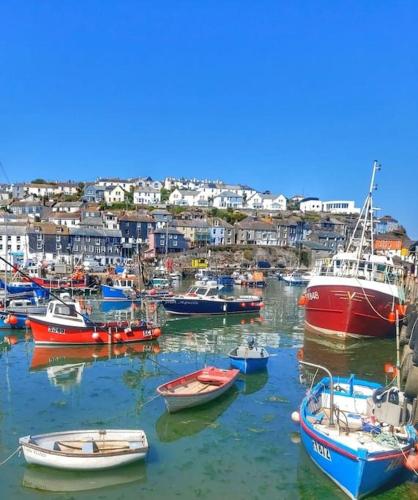 a group of boats are docked in a harbor at Heart of Kernow Holidays in Bugle