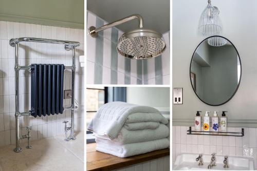un collage de fotos de un baño con espejo en Egypt Mill Hotel and Restaurant, en Nailsworth
