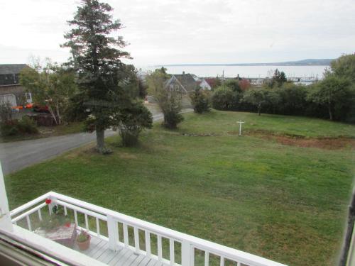 a view from a balcony of a yard with a tree at Marathon Hotel in North Head