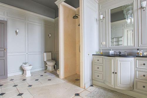 a bathroom with a toilet and a sink at Duplex d'exception face Hippodrome avec Jardin in Chantilly