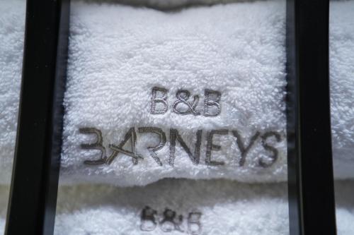 a towel with snow on it with the words boo sarney at Barneys B&b in Cercola