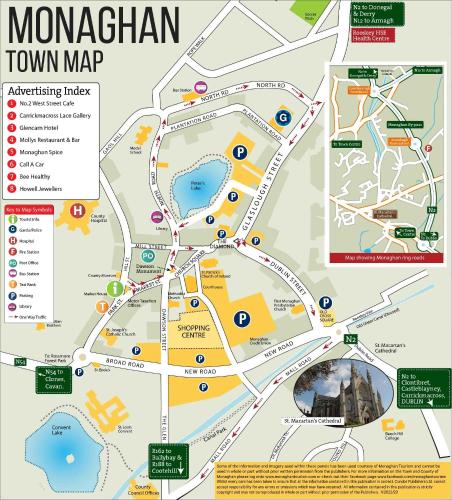 un mapa del mapa de la ciudad mongola en Monaghan Town House sleeps 12 5 mins walk to Town Centre, en Monaghan