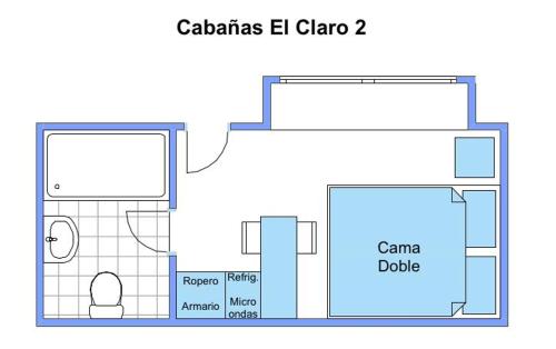plan piętra pokoju z łazienką w obiekcie Cabañas Céntricas 2 w mieście Pucón