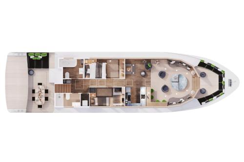 a rendering of a floor plan of a yacht at GRACE Suite mit zwei Schlafzimmern in Berlin