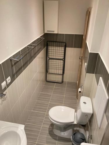 ミハロフツェにあるApartmán neďaleko centra mestaのバスルーム(トイレ、洗面台付)