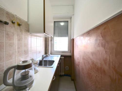 a small kitchen with a sink and a window at Milano/Cinisello Tram 31 (M5 BIGNAMI) in Cinisello Balsamo