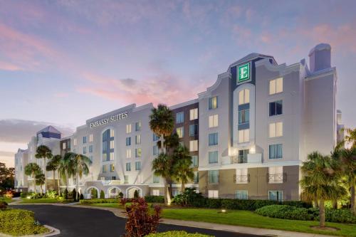 a rendering of the front of a hotel at Embassy Suites by Hilton Orlando Lake Buena Vista Resort in Orlando