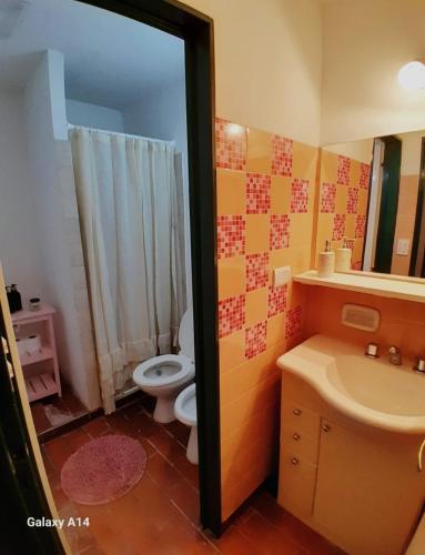 a bathroom with a toilet and a sink at Tu casita de paso 2 in General Acha