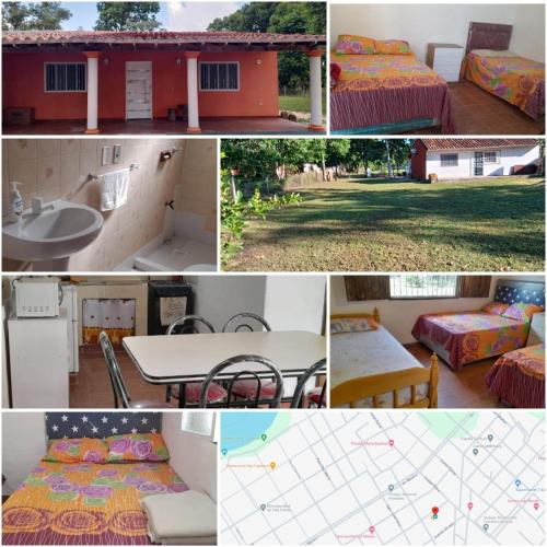 a collage of photos with beds and a house at Villa Florida in Villa Florida