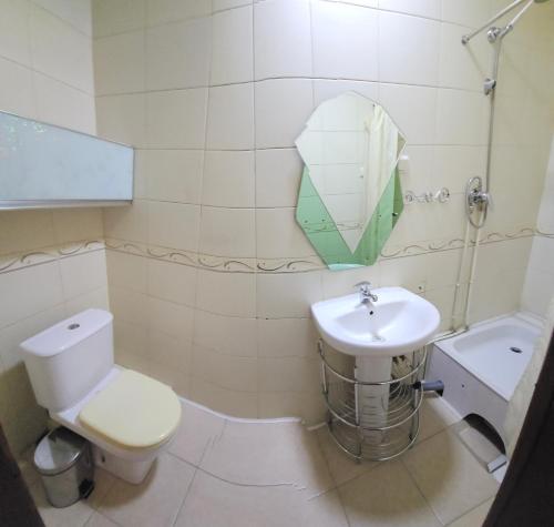 ein Bad mit einem WC und einem Waschbecken in der Unterkunft Monhouse in Ulaanbaatar