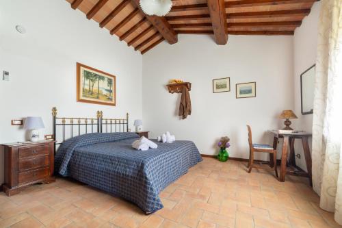 モンテスペルトリにあるAgriturismo La Capannaのベッドルーム1室(ベッド1台、テーブル、デスク付)