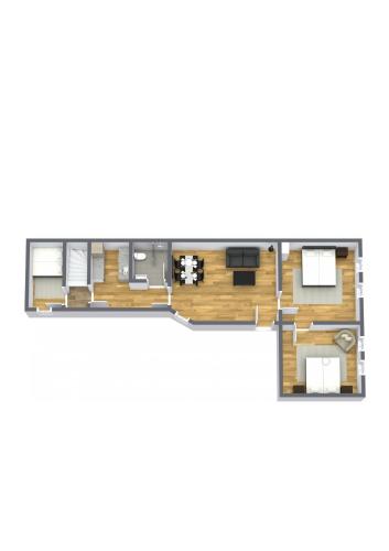 a floor plan of a boat at Spacious 3B w Double Beds Copenhagen City Centre in Copenhagen