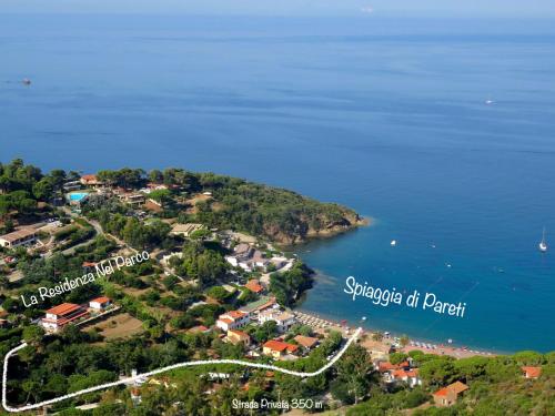 an aerial view of a small island in the water at LA RESIDENZA NEL PARCO BIKE HOUSE in Capoliveri