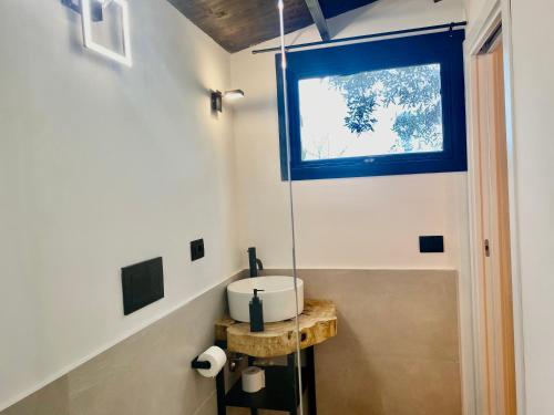蒙特普齊亞諾的住宿－Sotto L'Ulivo，一间带水槽和窗户的浴室