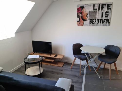 TV a/nebo společenská místnost v ubytování Beaugency-1 sur la route des Châteaux