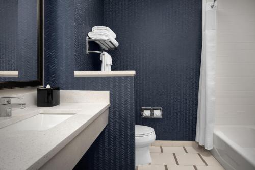 a bathroom with a white sink and a toilet at Fairfield Inn & Suites by Marriott Panama City Beach in Panama City Beach