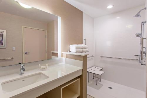 een badkamer met een wastafel en een grote spiegel bij Fairfield Inn & Suites by Marriott Tucumcari in Tucumcari