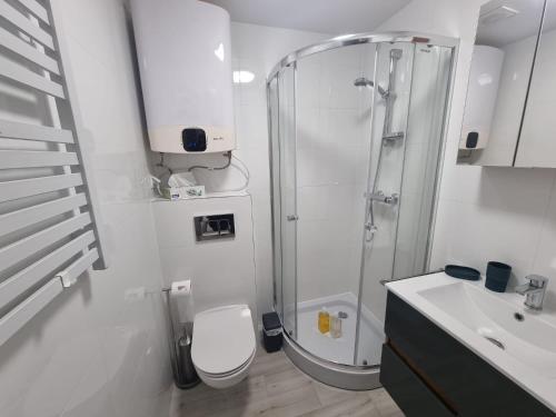Bilik mandi di Apartamenty Szkuner Dębina