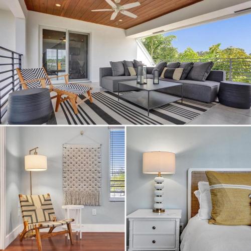 a living room with a couch and a bed at Victoria Park Overlook in Fort Lauderdale