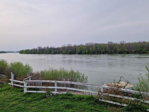 a fence next to a body of water at Green camp & Sports Pri Popa in Vardim