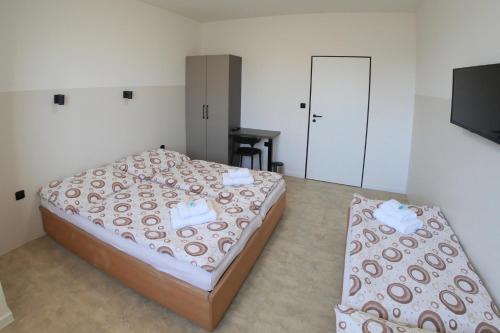 ヴァラシュスケー・メジジーチーにあるPenzion Tenis Klub DEZAのベッドルーム1室(ベッド2台、薄型テレビ付)