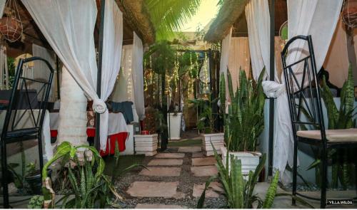 uma sala cheia de vasos de plantas em Villa Wilda em Bamako