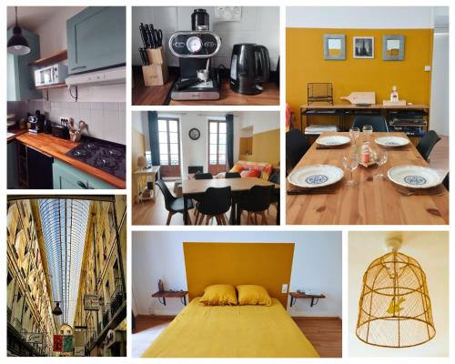 un collage de photos d'une cuisine et d'une salle à manger dans l'établissement Appartement en plein centre., à Carpentras