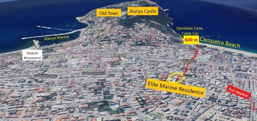 een kaart van de stad Kaap Verde bij Elite Marine Residence - Cleopatra, center in Alanya