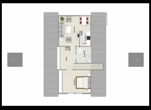 a drawing of a floor plan of a house at Ferienwohnung am Erbacher Mümlingufer in Erbach im Odenwald