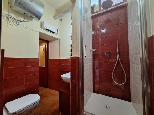 a bathroom with a shower and a toilet at Passione Romana Apartment in Rome