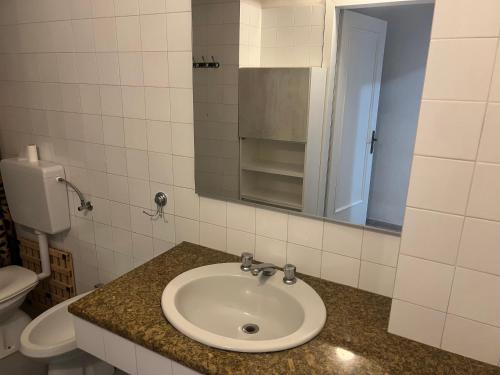 een badkamer met een wastafel en een toilet bij Villa Cattel in Lido di Jesolo