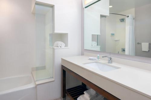 a bathroom with a sink and a mirror at Courtyard by Marriott Buffalo Downtown/Canalside in Buffalo