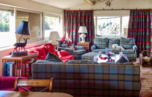 - un salon avec des canapés et un chien sur une table dans l'établissement Nice Home In Lorgues With Wifi, à Lorgues