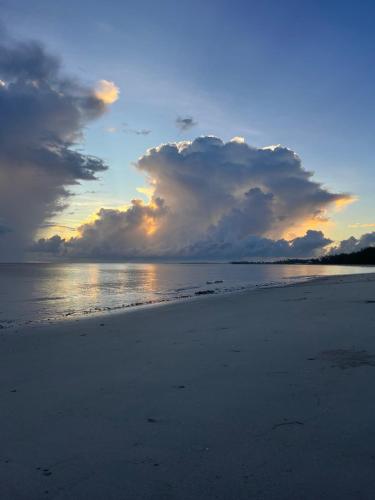 una playa con un cielo nublado y el océano en Zanzibar in Dar! A newly renovated 3br villa en Dar es Salaam