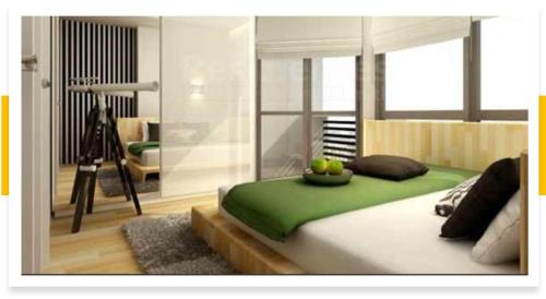 Postel nebo postele na pokoji v ubytování The 360 Swift condo BKK