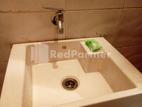a white sink with a green frog sitting in it at Nillo Hotel Kebumen Mitra RedDoorz in Kebumen