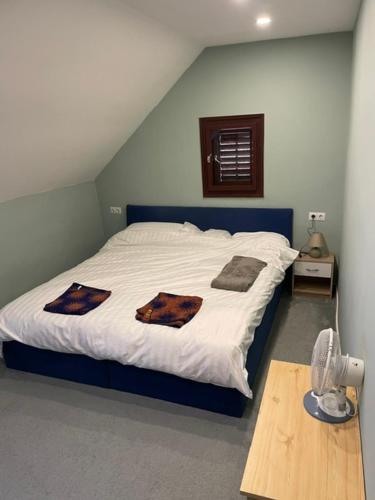 - une chambre avec un lit et 2 oreillers dans l'établissement Szögedi Villa, à Bytom