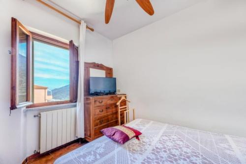 a bedroom with a bed and a tv and a window at La Margherita alla Zanca - Goelba in Zanca