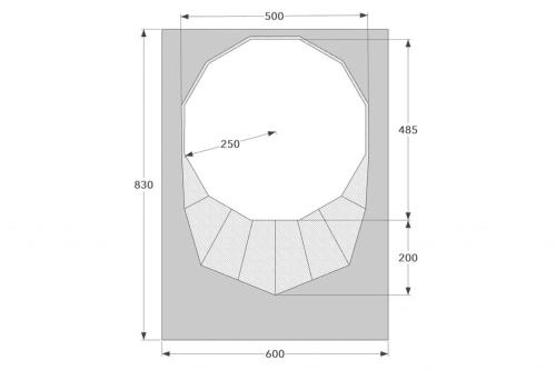 een diagram van een kamer met een hoekpunt bij Ingerichte de Waard tent voor 2 personen in Zwiggelte