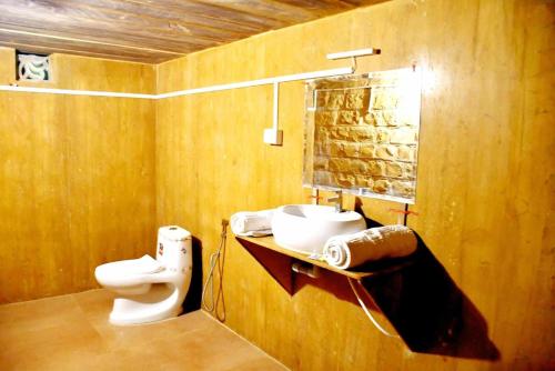 a bathroom with a sink and a toilet at hotel paru palace jaisalmer in Jaisalmer