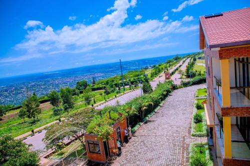 a view of a street in a city with a building at Kigali Village Suites in Kigali