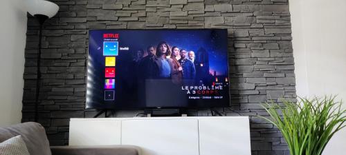 TV a/nebo společenská místnost v ubytování Agréable et Spacieux Appartement lumineux T4 ALSACE