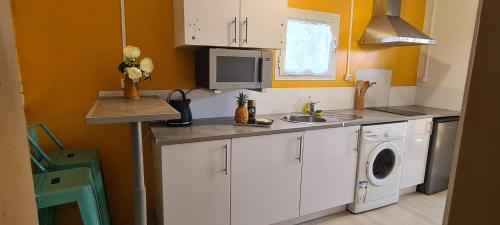 Kuchyň nebo kuchyňský kout v ubytování Charmant T2 à 50m du lagon