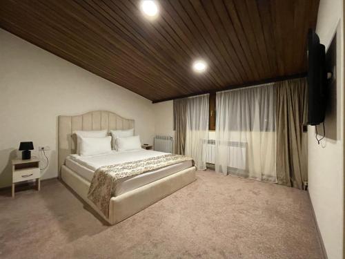 a bedroom with a large bed and a television at DeLin Hotel And Tours in Yerevan